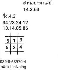 หวยมาเลย์วันนี้ 14/3/63 ชุดที่ 6