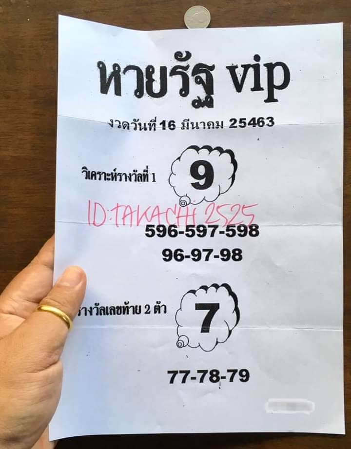 หวยรัฐVIP 16/3/63