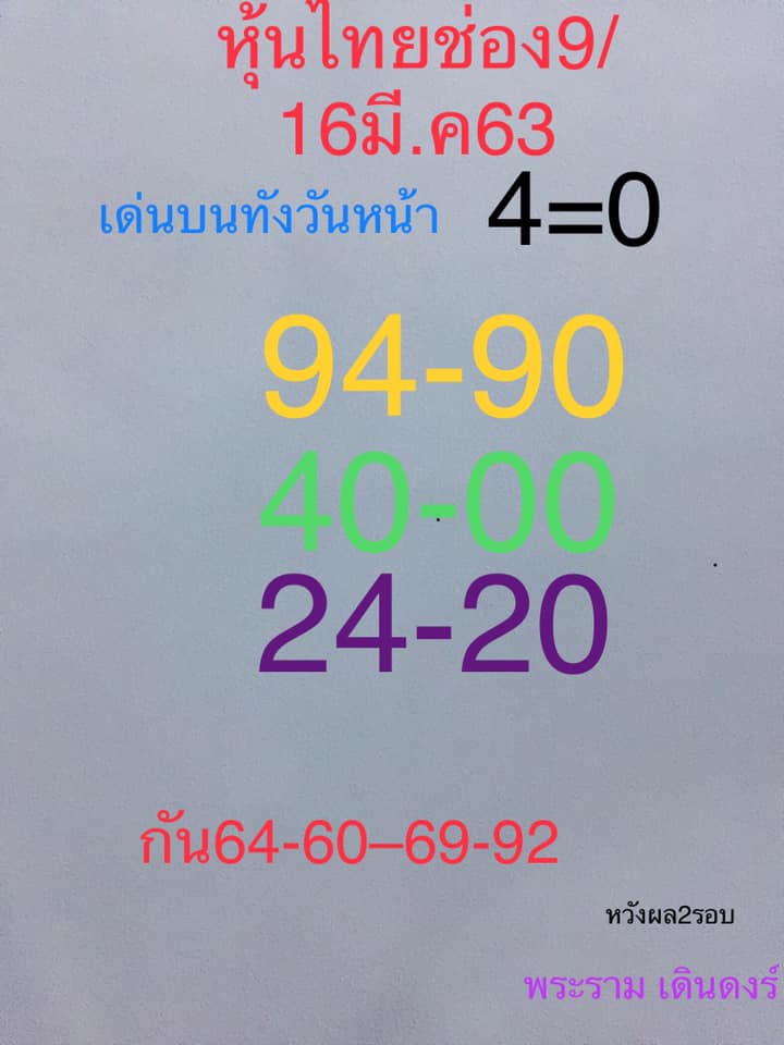 หวยหุ้นวันนี้ ชุดที่ 9