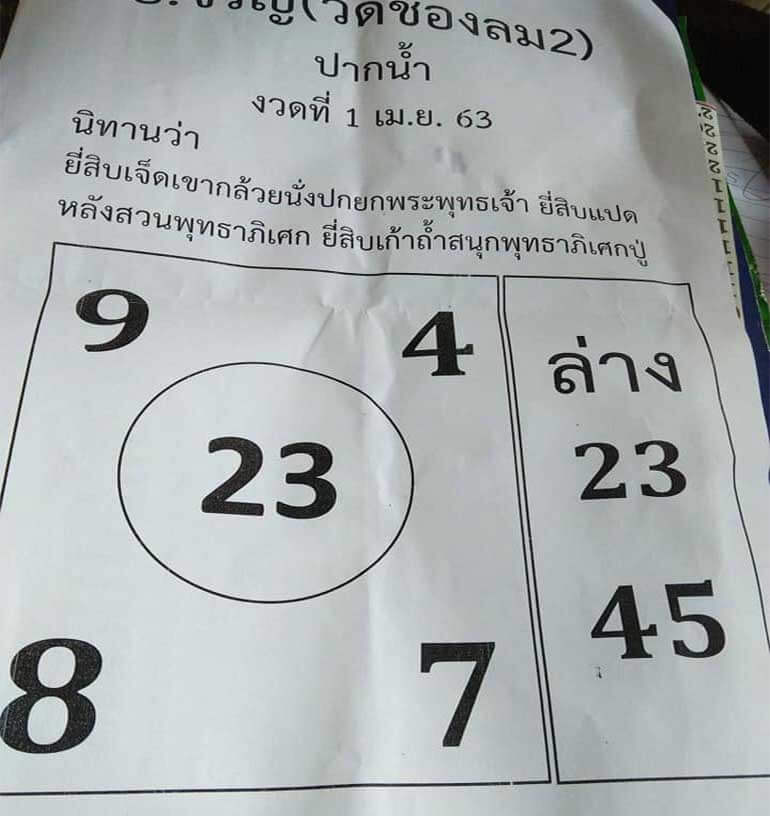 หวยอาจารย์จรัญ 1/4/63