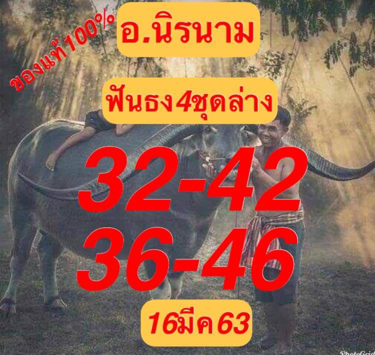 หวยอาจารย์นิรนาม 16/3/63 ชุดล่าง