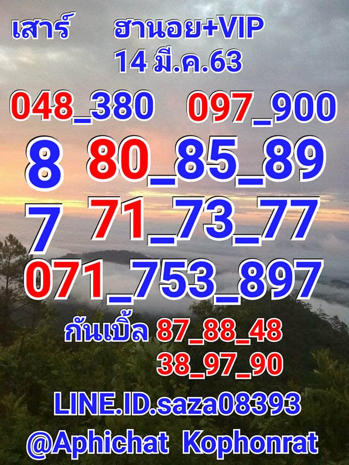 แนวทางหวยฮานอย 14/3/63 ชุดที่ 1