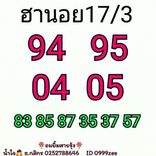 แนวทางหวยฮานอย 17/3/63 
