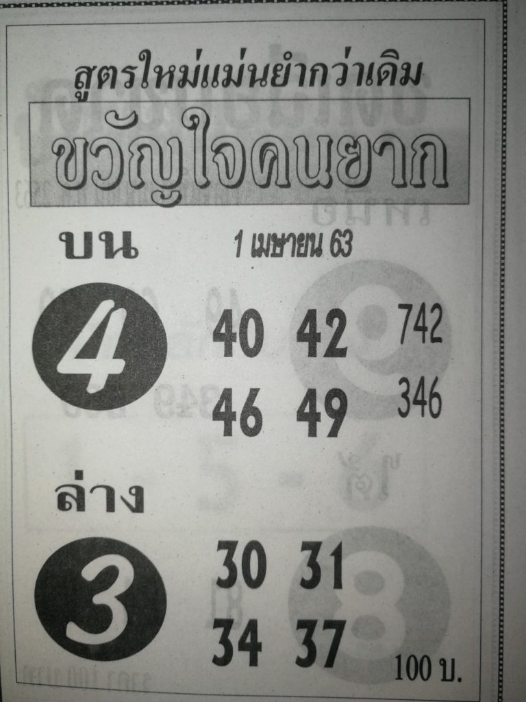 หวยขวัญใจคนยาก 2/5/63