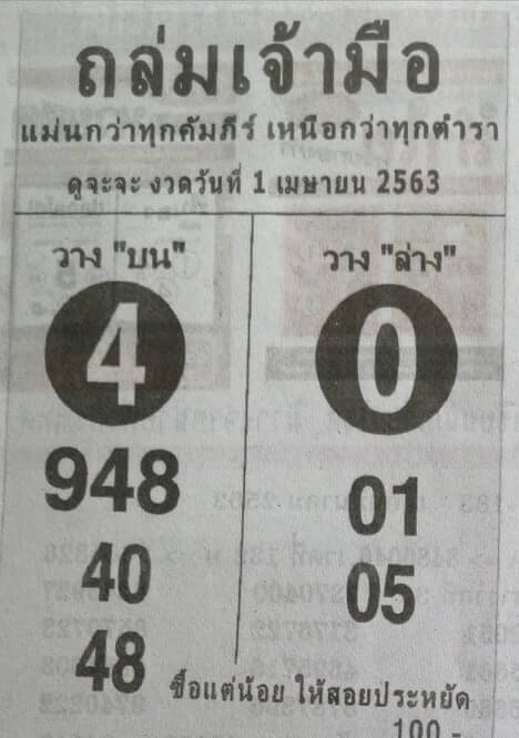 หวยถล่มเจ้ามือ 2/5/63