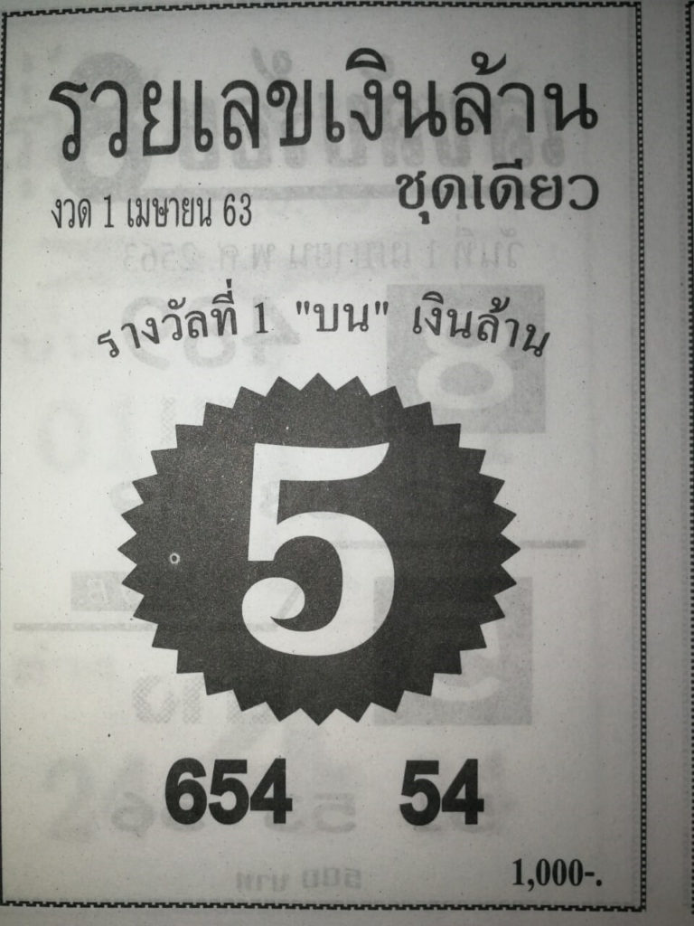 หวยรวยเงินล้าน 2/5/63