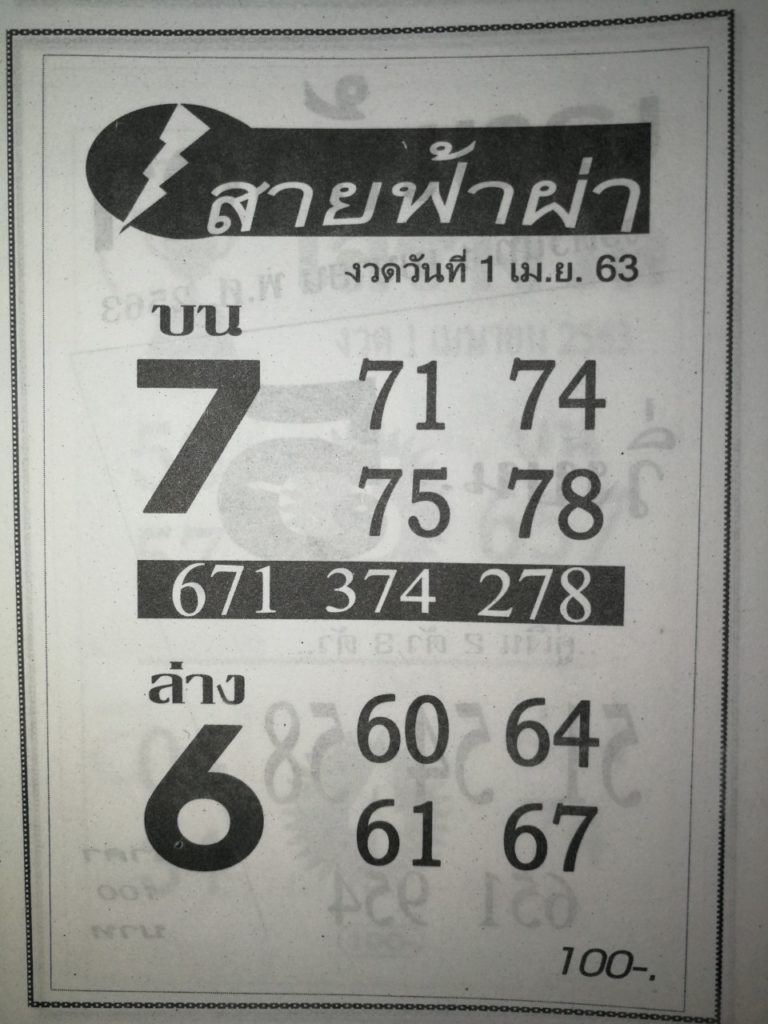 หวยสายฟ้าผ่า 2/5/63