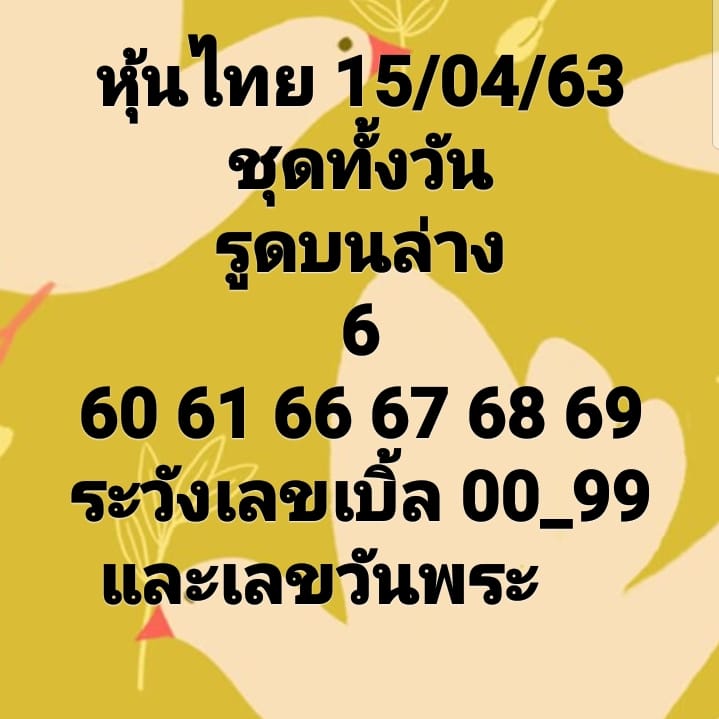 หวยหุ้นวันนี้ 15/4/63 