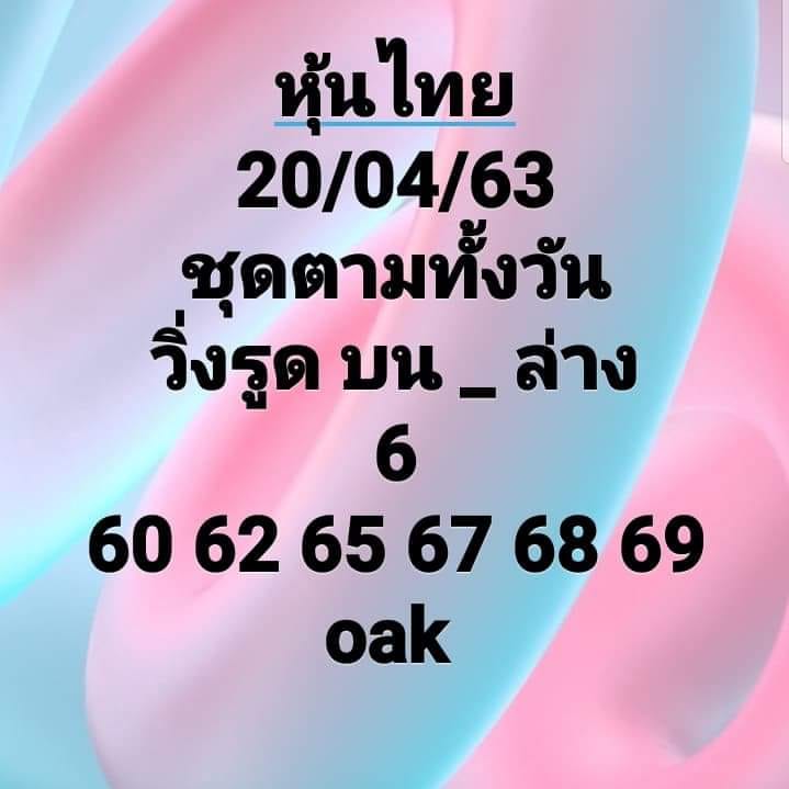 หวยหุ้นไทบวันนี้ 20/4/63 