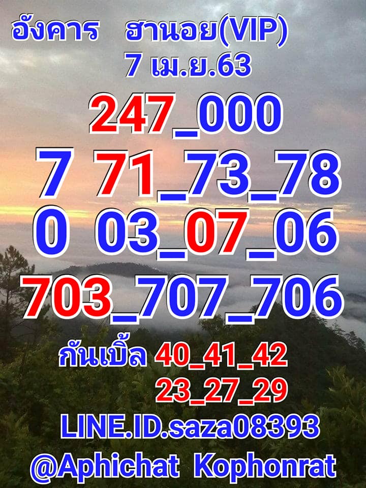 แนวทางหวยฮานอย 7/4/63 ชุดที่ 3