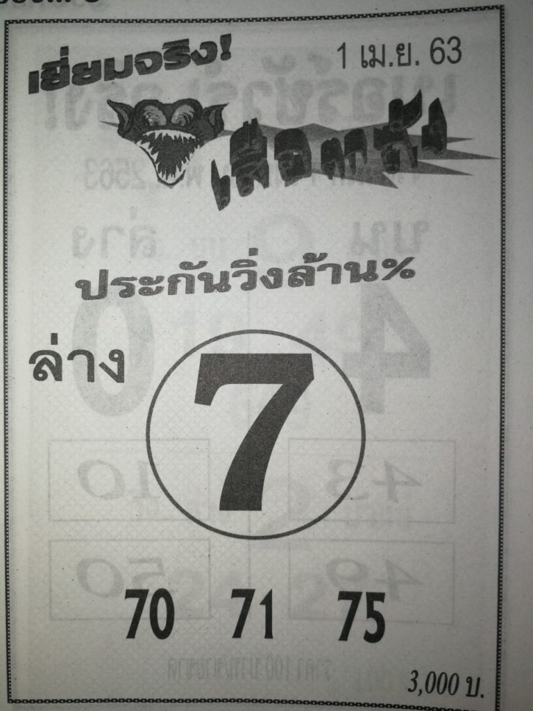 หวยเสือตกถัง 2/5/63