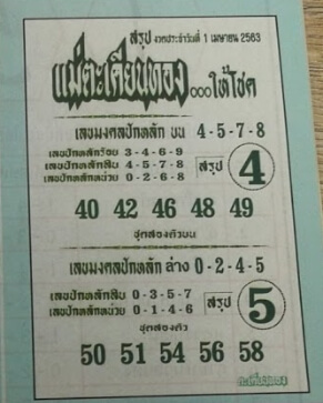 หวยแม่ตะเคียนทองให้โชค 2/5/63