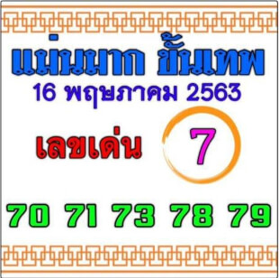 หวยแม่นมากขั้นเทพ 16/5/63