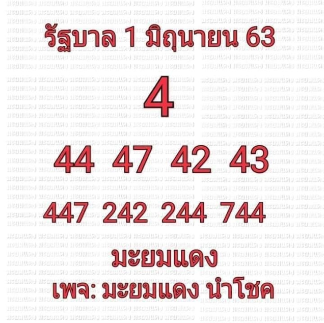 หวยมะยมแดง 1/6/63