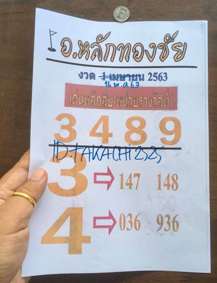 หวยอาจารย์หลักทองชัย 16/5/63