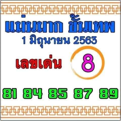 หวยแม่นมากขั้นเทพ 1/6/63