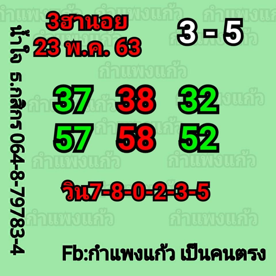 แนวทางหวยฮานอย 23/5/63 