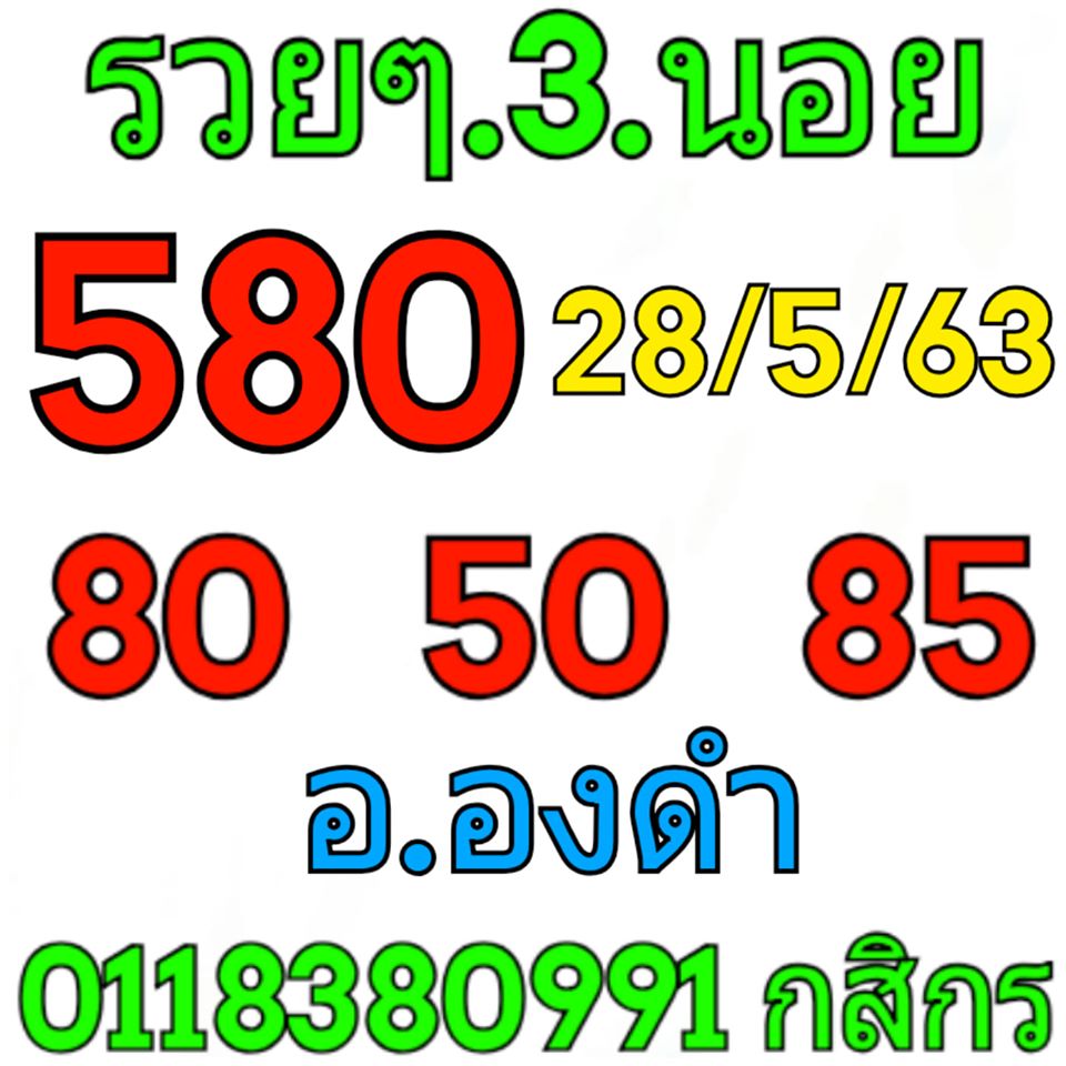 แนวทางหวยฮานอย 28/5/63