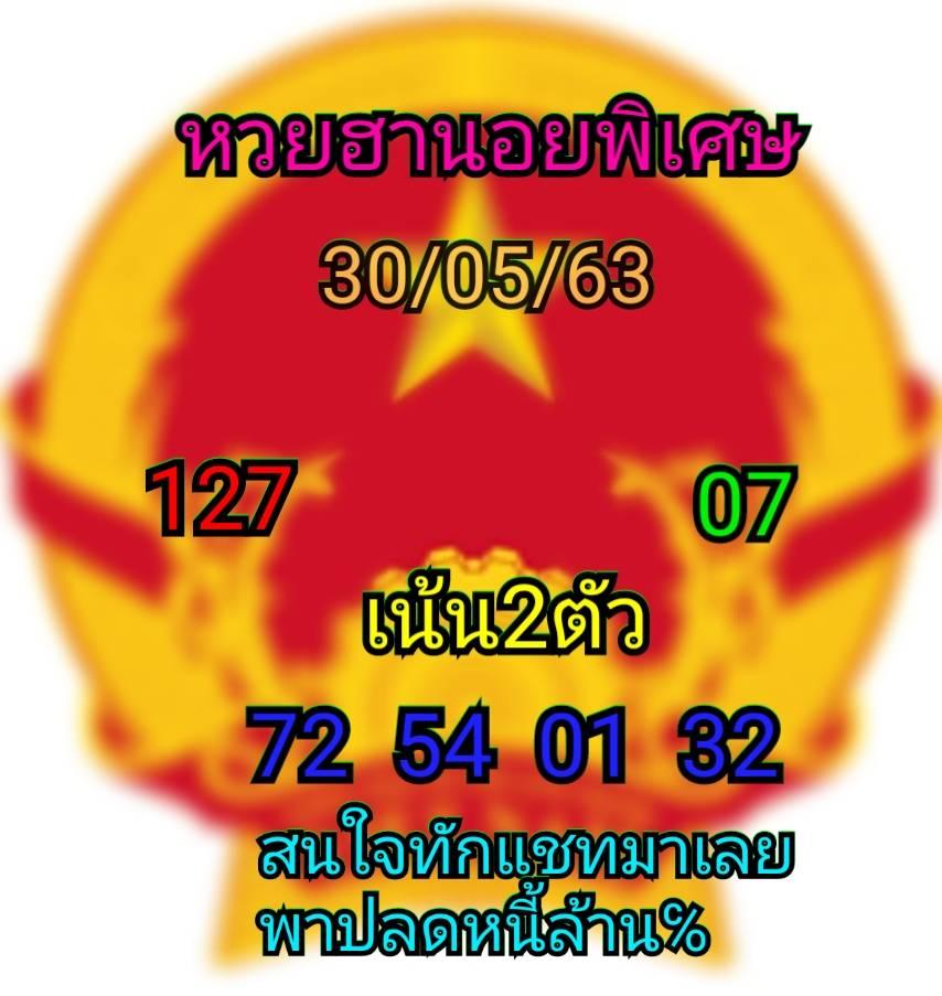 แนวทางหวยฮานอย 30/5/63 