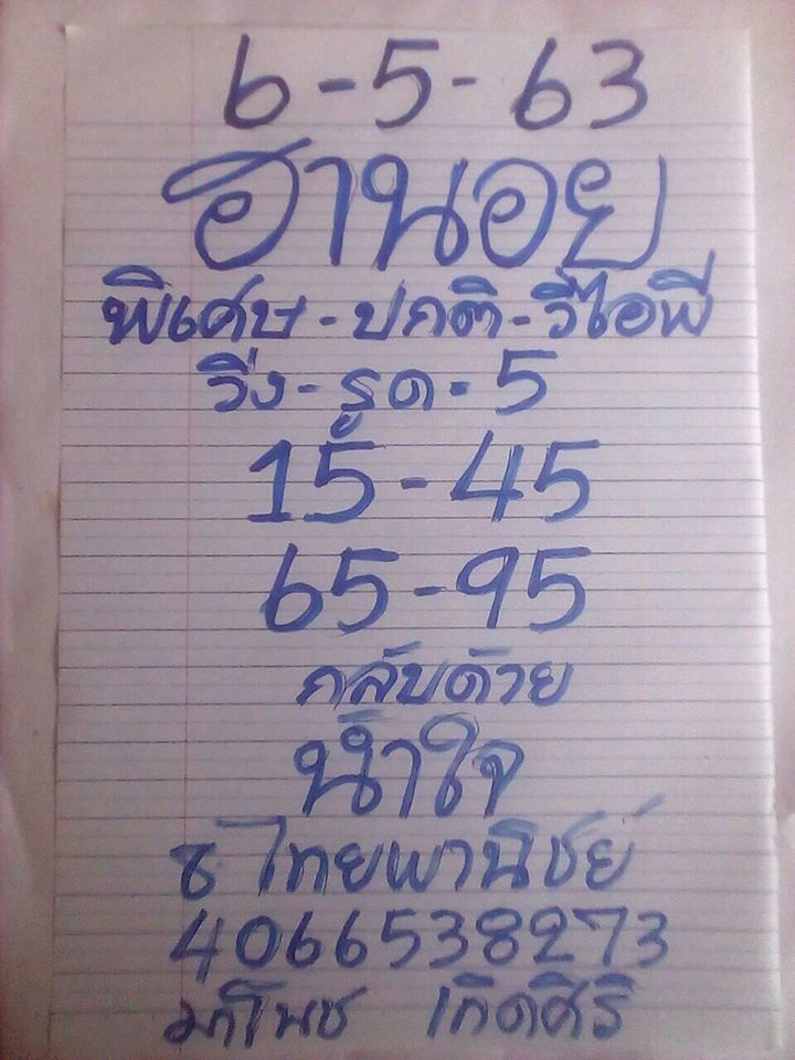 แนวทางหวยฮานอย 6/5/63 