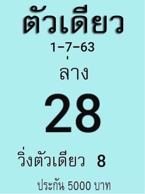 หวยตัวเดียว 1/7/63