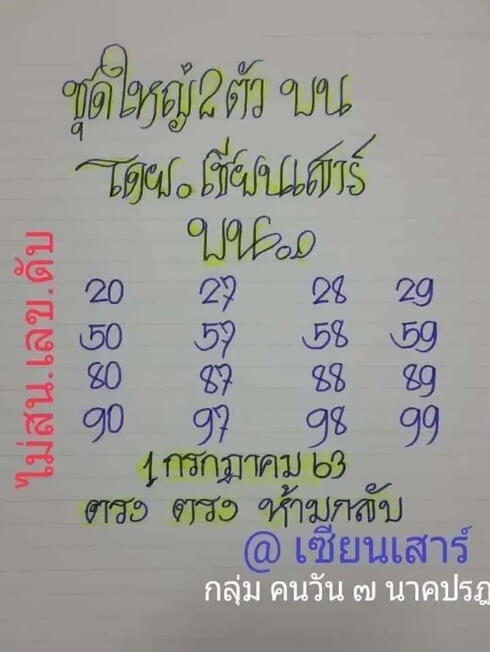 หวยป๋าเสาร์ 1/7/63