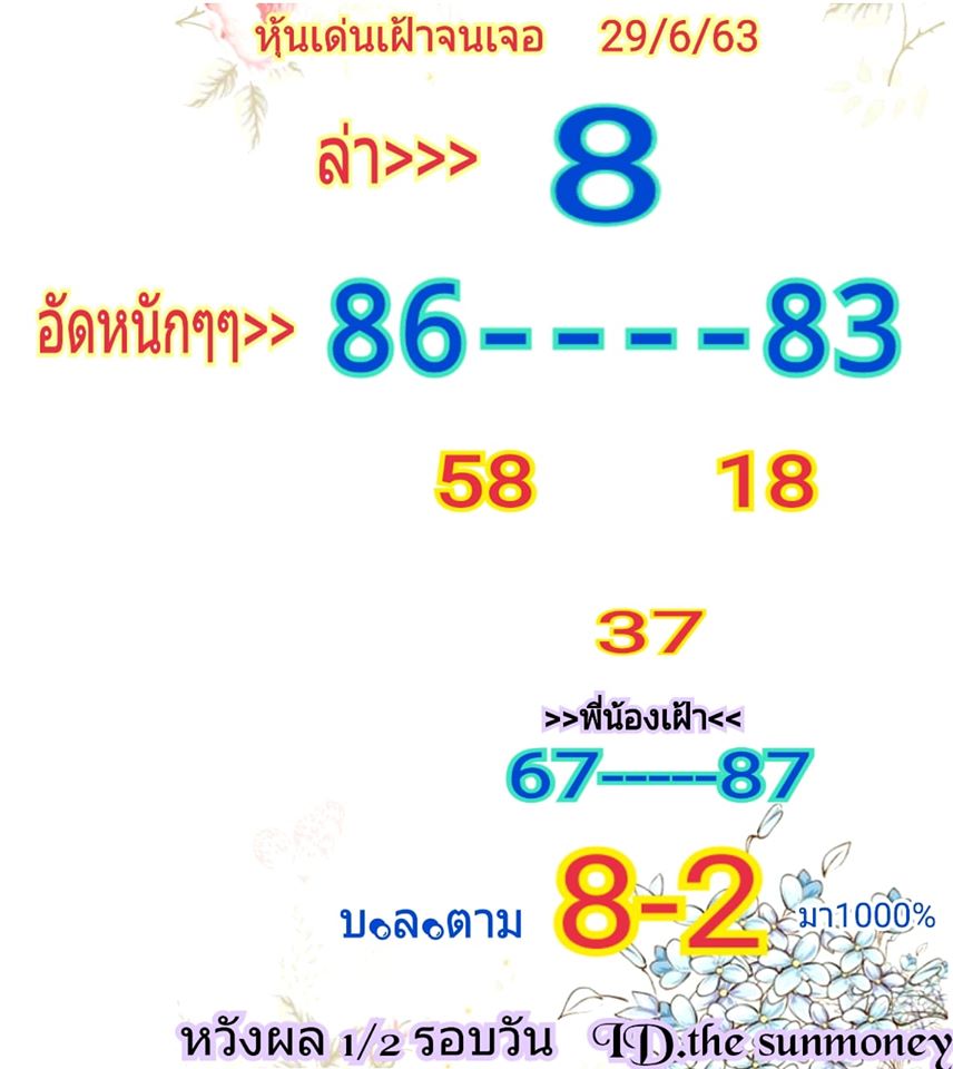 หวยหุ้นวันนี้ 29/6/63 