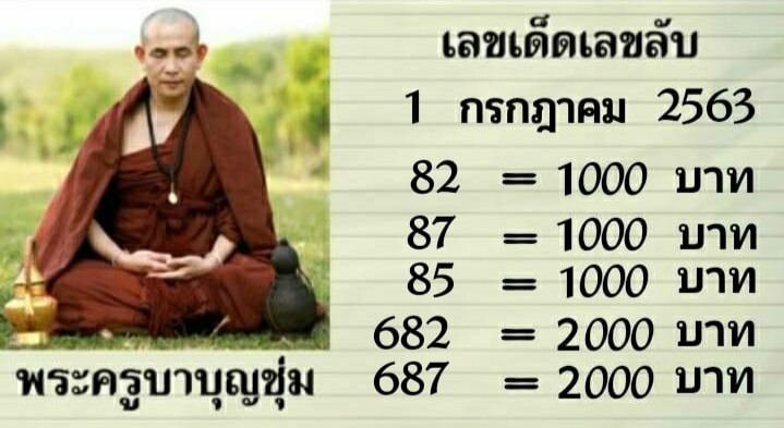 หวยพระครูบาบุญชุ่ม 1/7/63