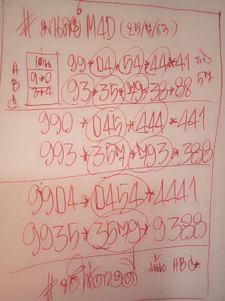 หวยมาเลย์วันนี้ 25/7/63 ชุดที่ 1