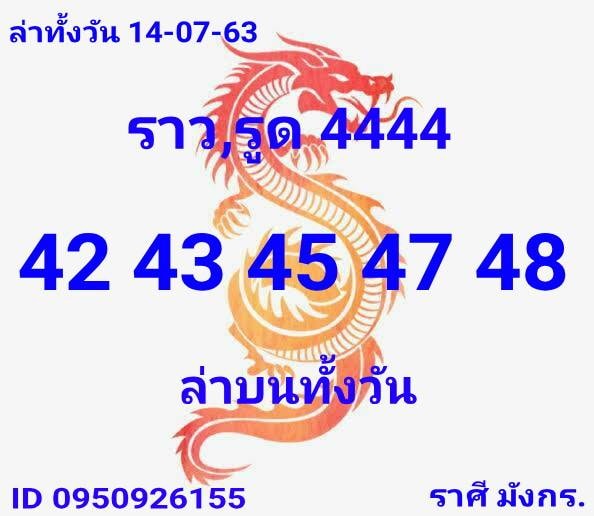 หวยหุ้นวันนี้ 14/7/63 