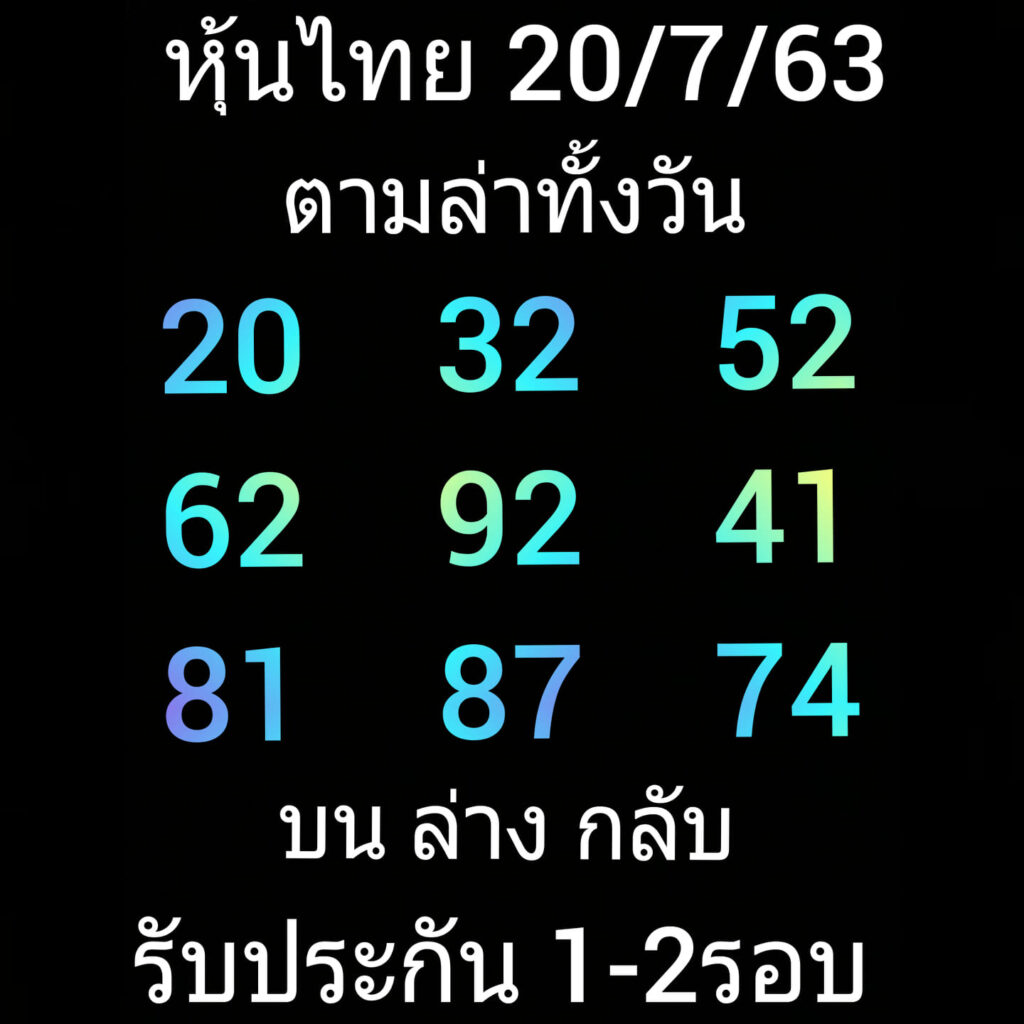 หวยหุ้นวันนี้ 20/7/63 