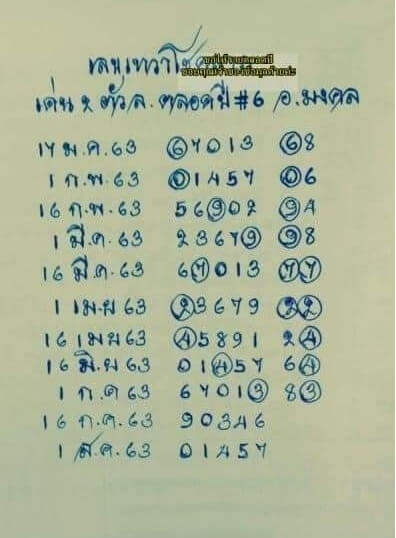 หวยเทวาโชคลาภ 16/7/63 ชุดที่ 2