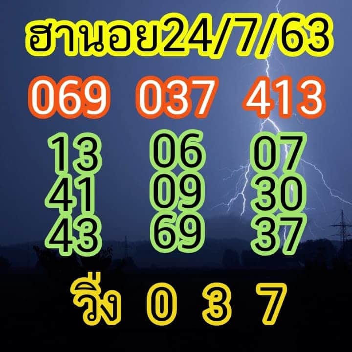 แนวทางหวยฮานอย 24/7/63 