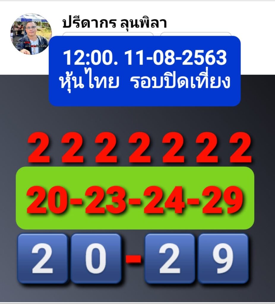 หวยหุ้นวันนี้ 11/8/63 