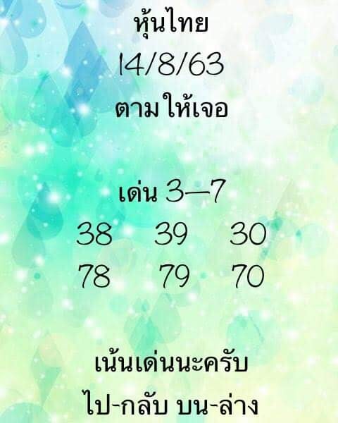 หวยหุ้นวันนี้ 14/8/63 