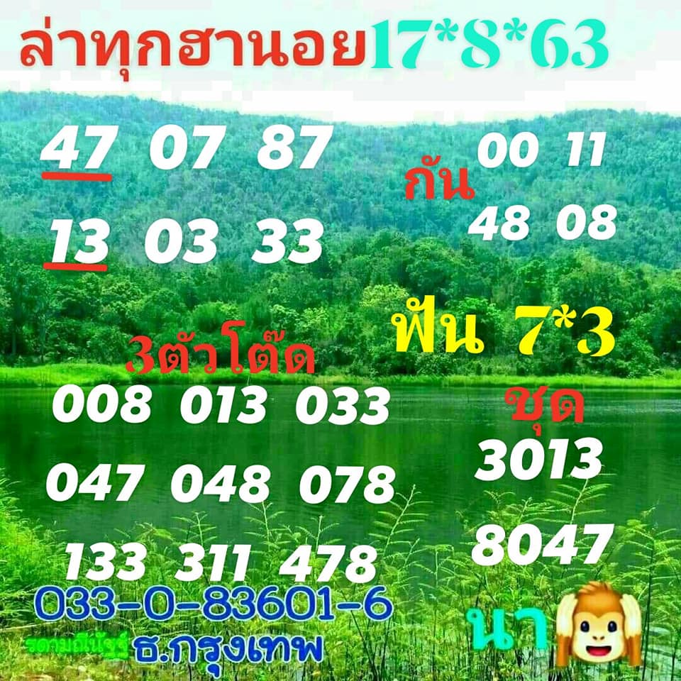 แนวทางหวยฮานอย 17/8/63 