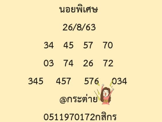 แนวทางหวยฮานอย 26/8/63