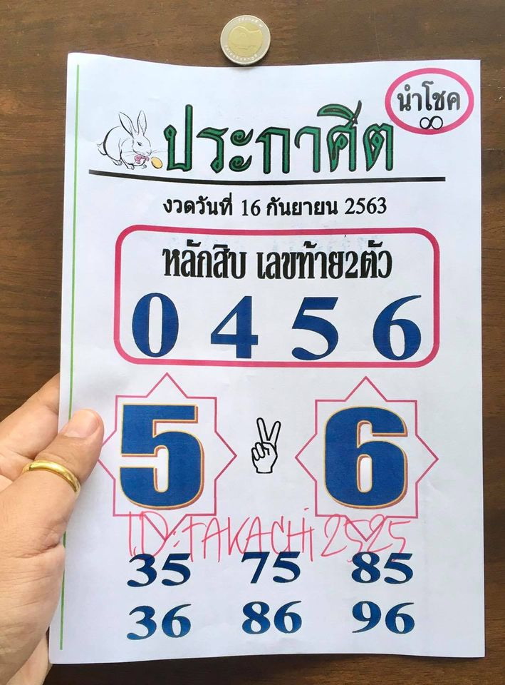 หวยประกาศิตนำโชค 16/9/63