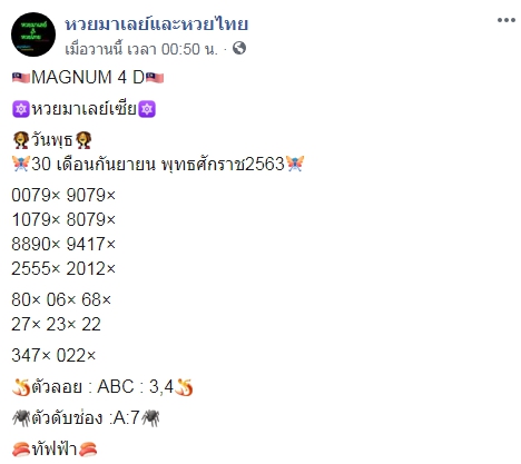 หวยมาเลย์วันนี้ 30/9/63 ชุดที่ 10