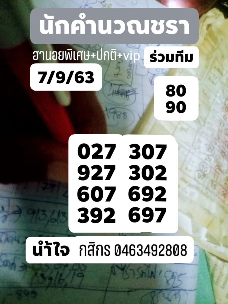 แนวทางหวยฮานอย 7/9/63 