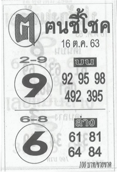 หวยคนชี้โชค 16/10/63