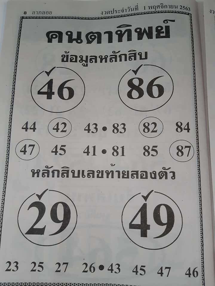 หวยคนตาทิพย์ 1/11/63