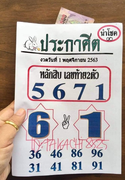 หวยประกาศิตนำโชค 1/11/63