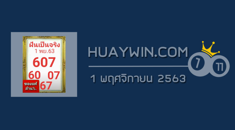 หวยฝันเป็นจริง 1/11/63