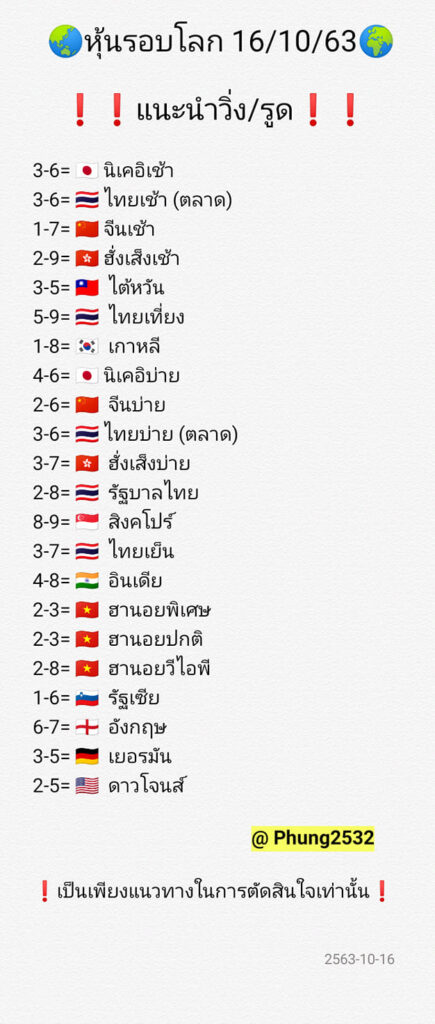 หวยหุ้นวันนี้ 16/10/63 