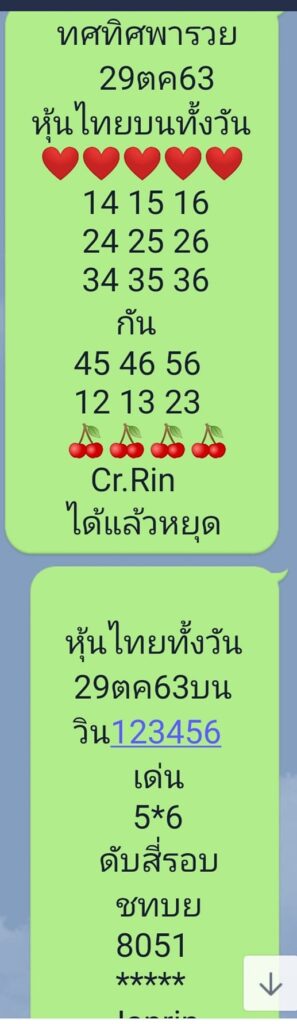 หวยหุ้นวันนี้ 29/10/63 