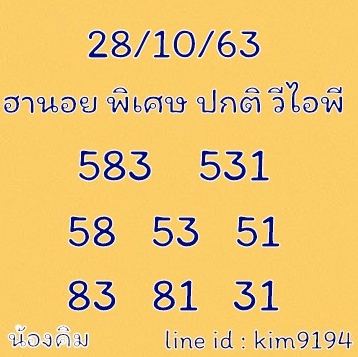 แนวทางหวยฮานอย 28/10/63 ชุดที่ 3