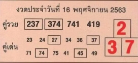 หวยคู่รวย คู่เด่น 16/11/63