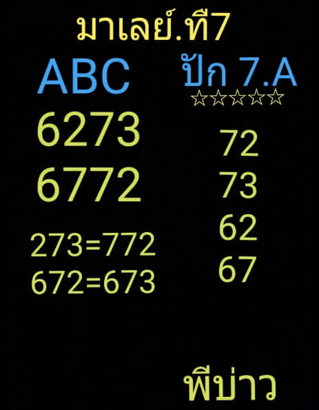 หวยมาเลย์วันนี้ 7/11/63 ชุดที่ 5