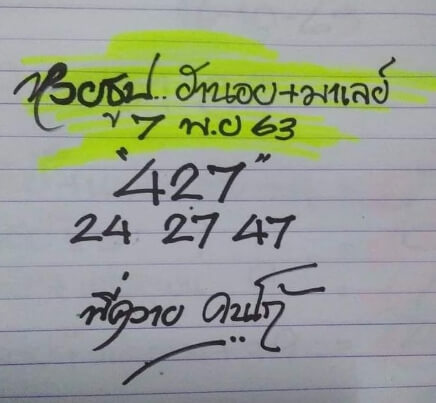 หวยมาเลย์วันนี้ 7/11/63 ชุดที่ 7